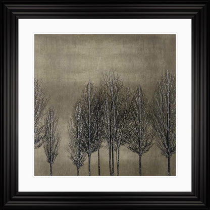 Trees On Gold 1 with White Mount Framed Wall Art