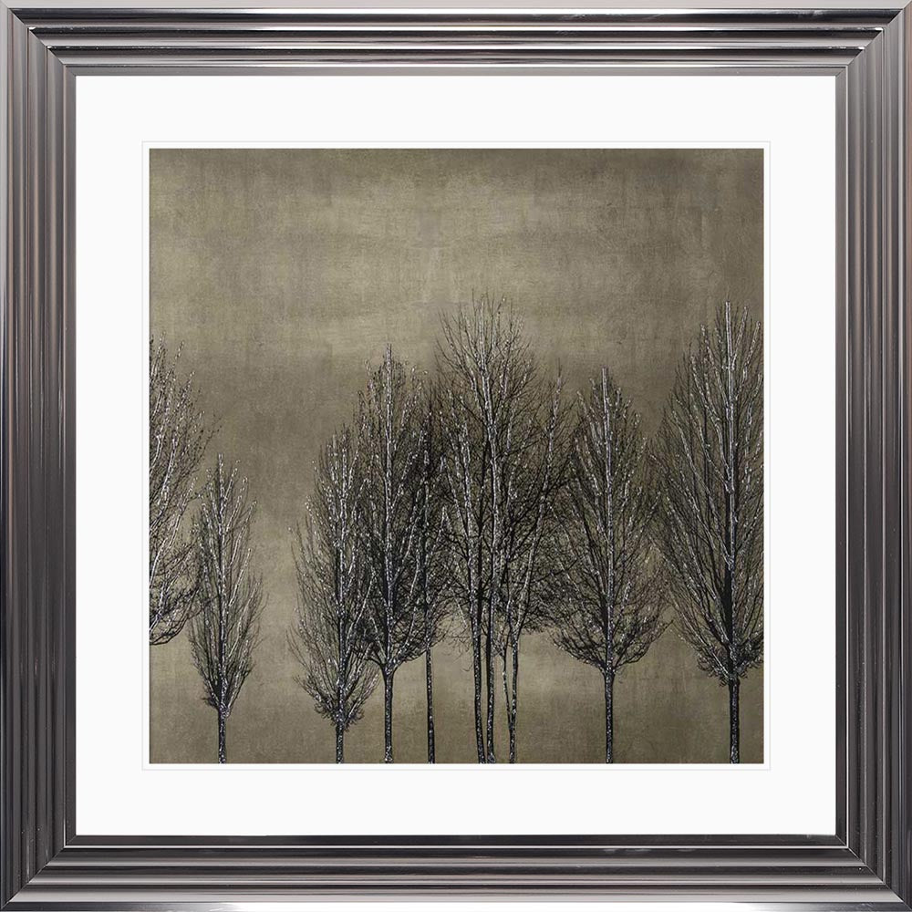 Trees On Gold 1 with White Mount Framed Wall Art
