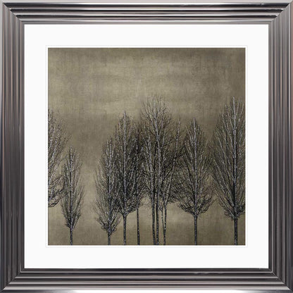 Trees On Gold 1 with White Mount Framed Wall Art