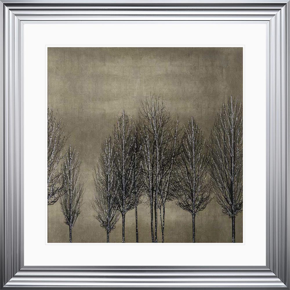 Trees On Gold 1 with White Mount Framed Wall Art