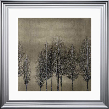 Trees On Gold 1 with White Mount Framed Wall Art