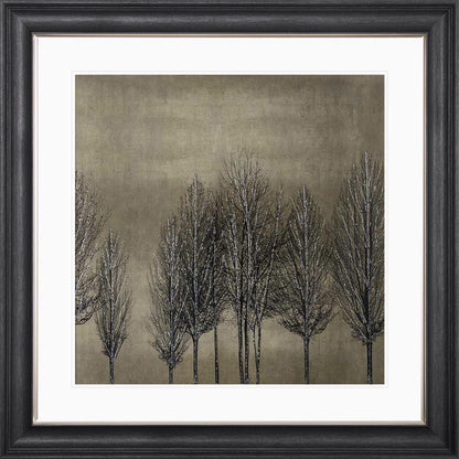 Trees On Gold 1 with White Mount Framed Wall Art