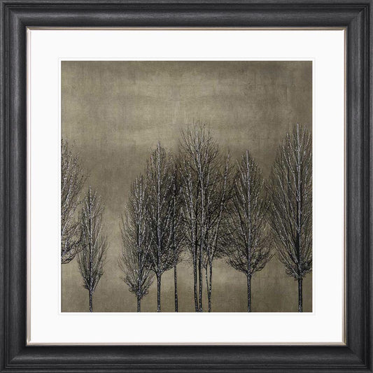 Trees On Gold 1 with White Mount Framed Wall Art