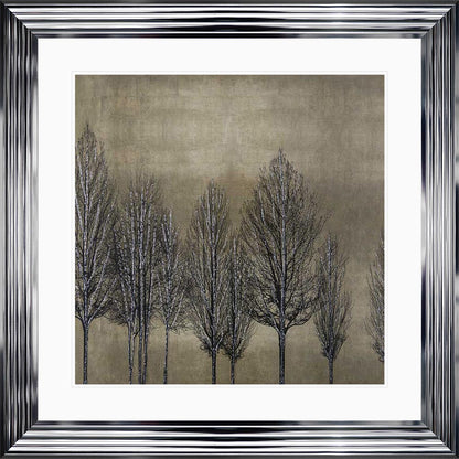 Trees On Gold 2 with White Mount Framed Wall Art