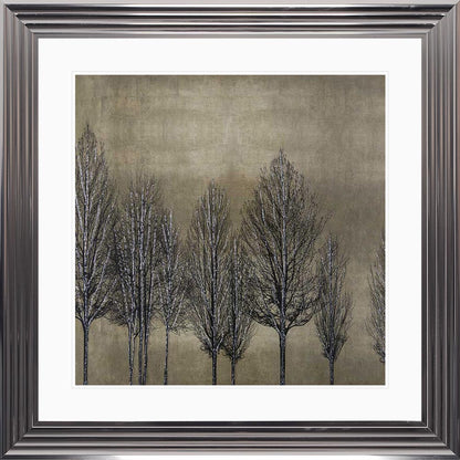Trees On Gold 2 with White Mount Framed Wall Art
