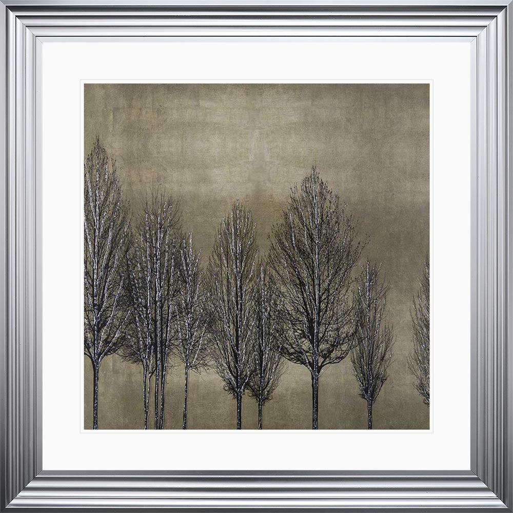 Trees On Gold 2 with White Mount Framed Wall Art