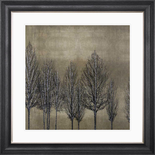 Trees On Gold 2 with White Mount Framed Wall Art