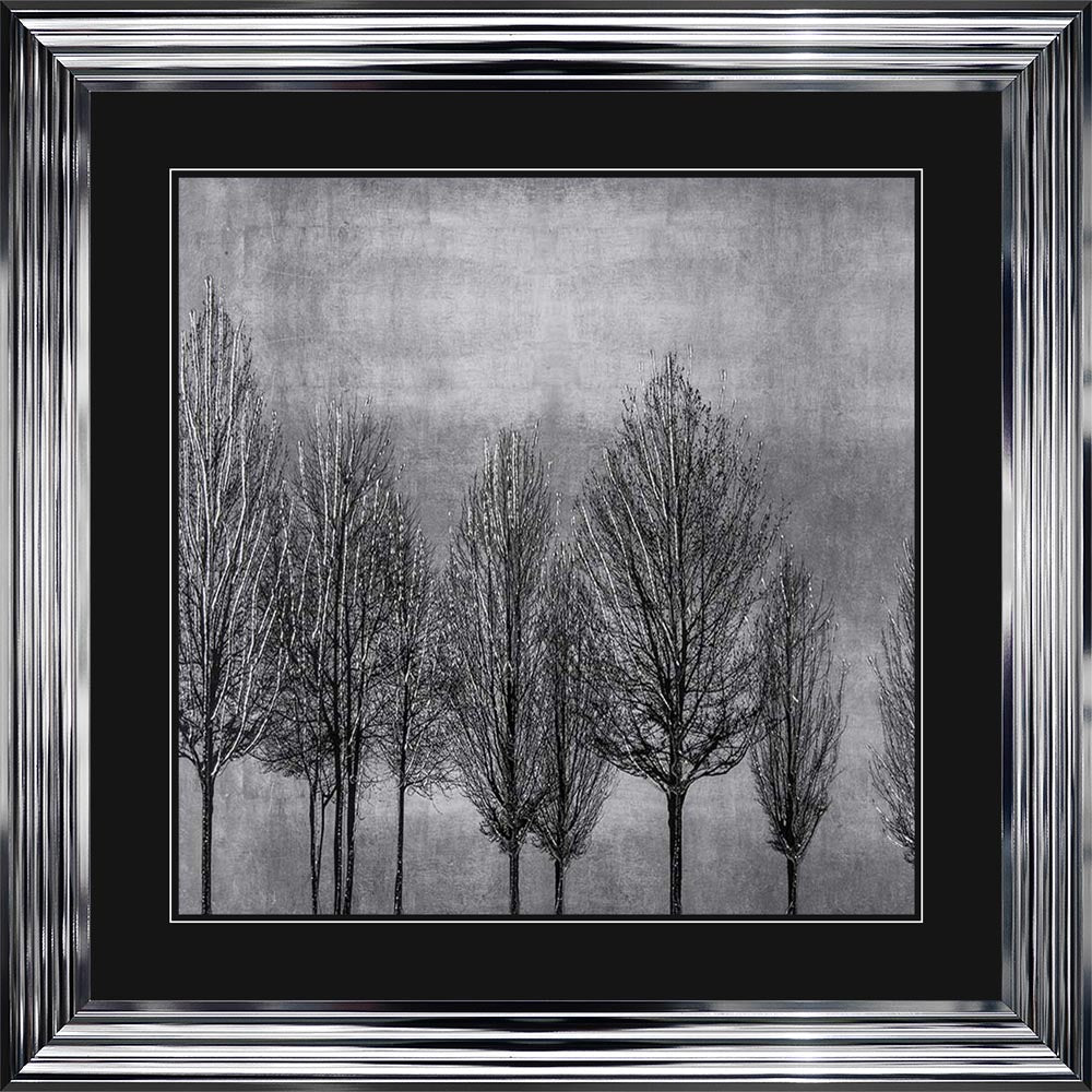 Trees On Silver 1 with Black Mount Framed Wall Art
