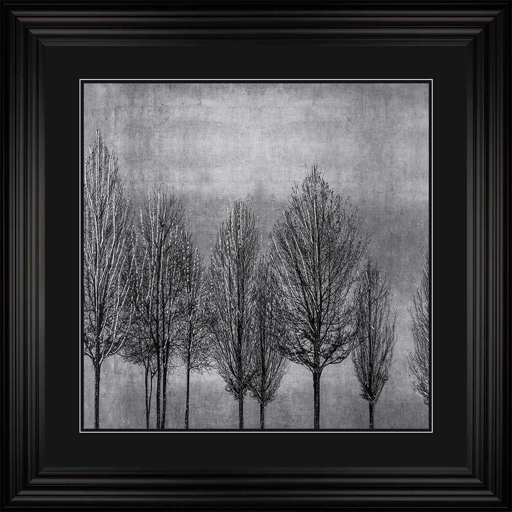 Trees On Silver 1 with Black Mount Framed Wall Art