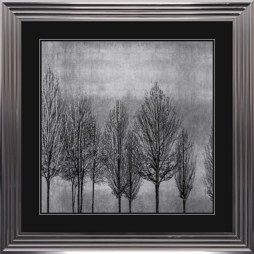 Trees On Silver 1 with Black Mount Framed Wall Art