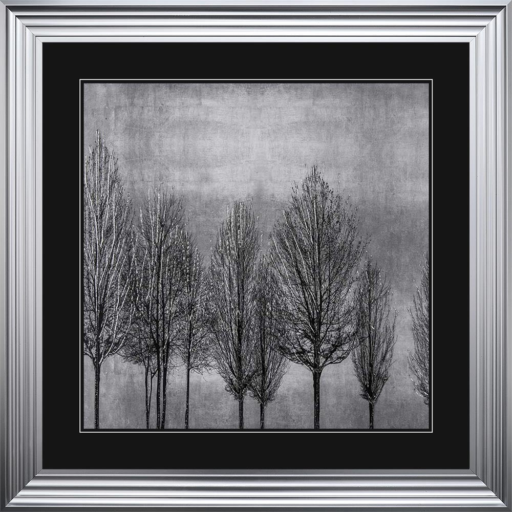 Trees On Silver 1 with Black Mount Framed Wall Art