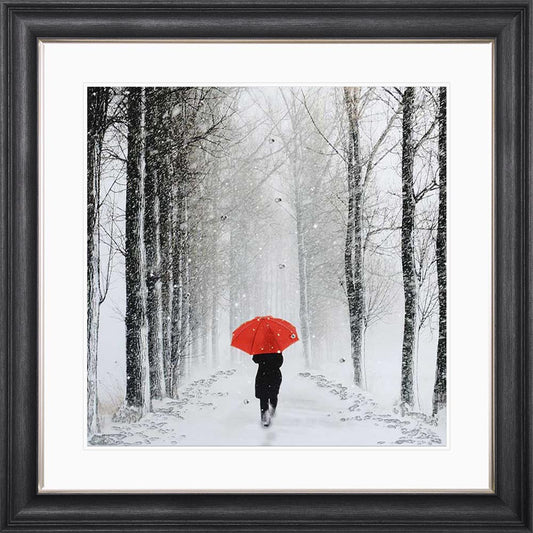 Umbrella Path with White Mount Framed Wall Art