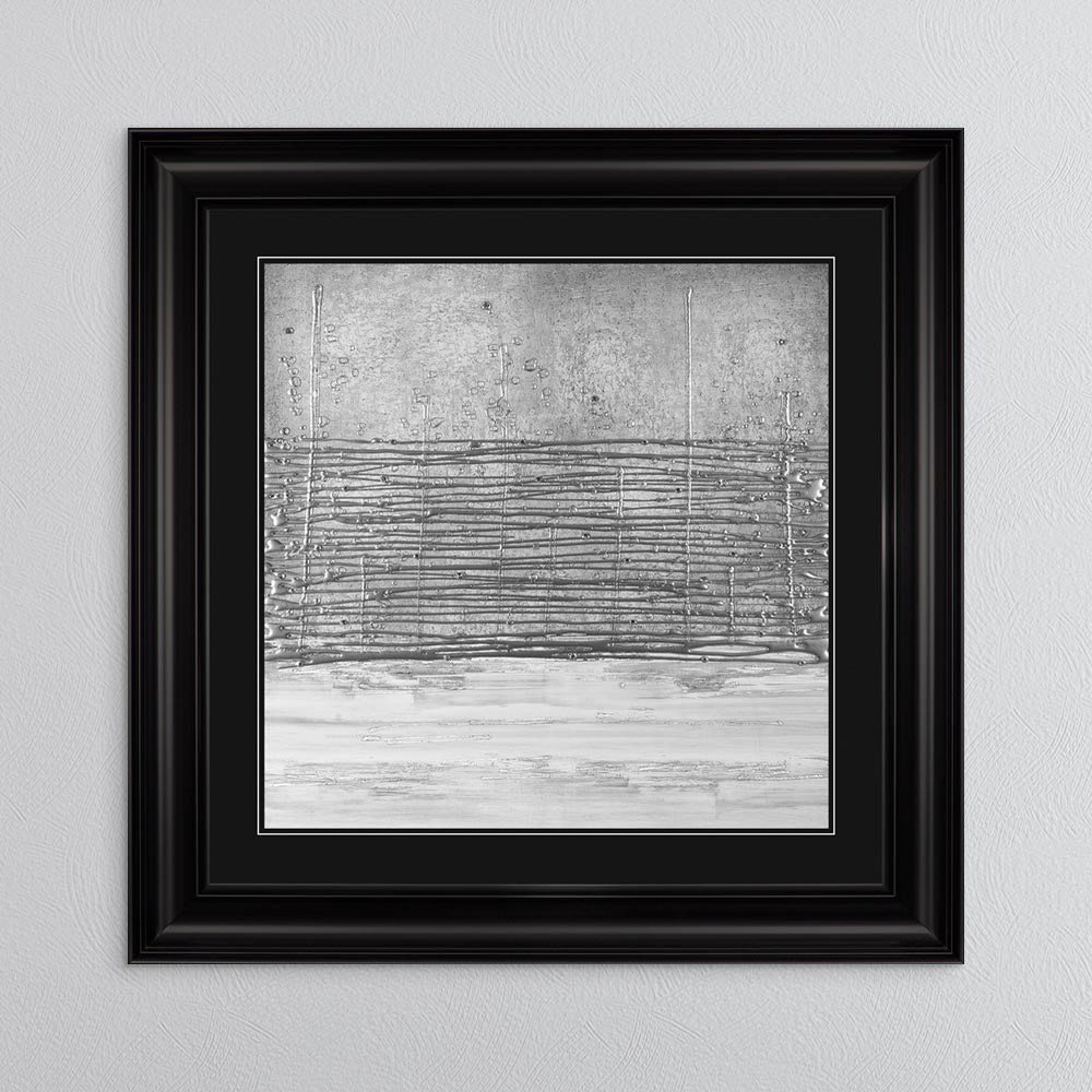 White On Silver Horizon (Black Mount) with Black Mount Framed Wall Art