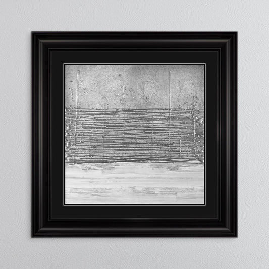 White On Silver Horizon (Black Mount) with Black Mount Framed Wall Art