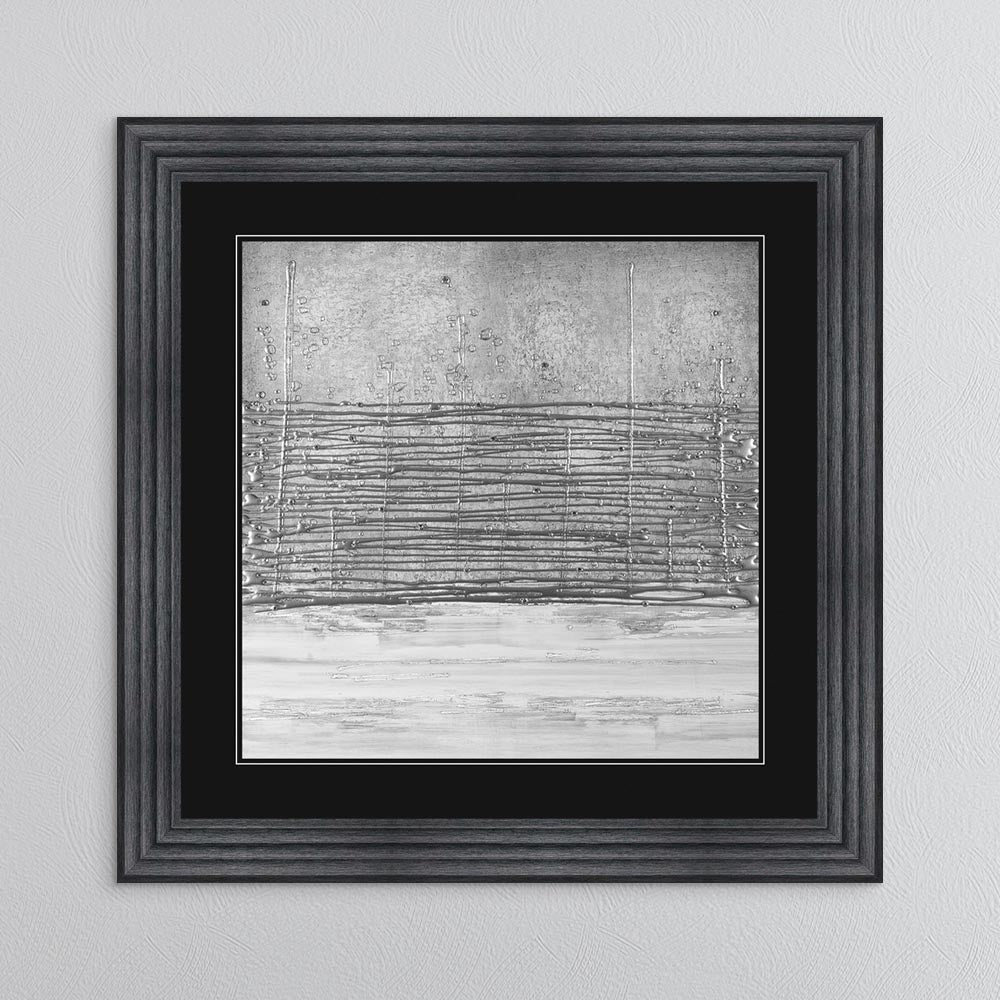White On Silver Horizon (Black Mount) with Black Mount Framed Wall Art