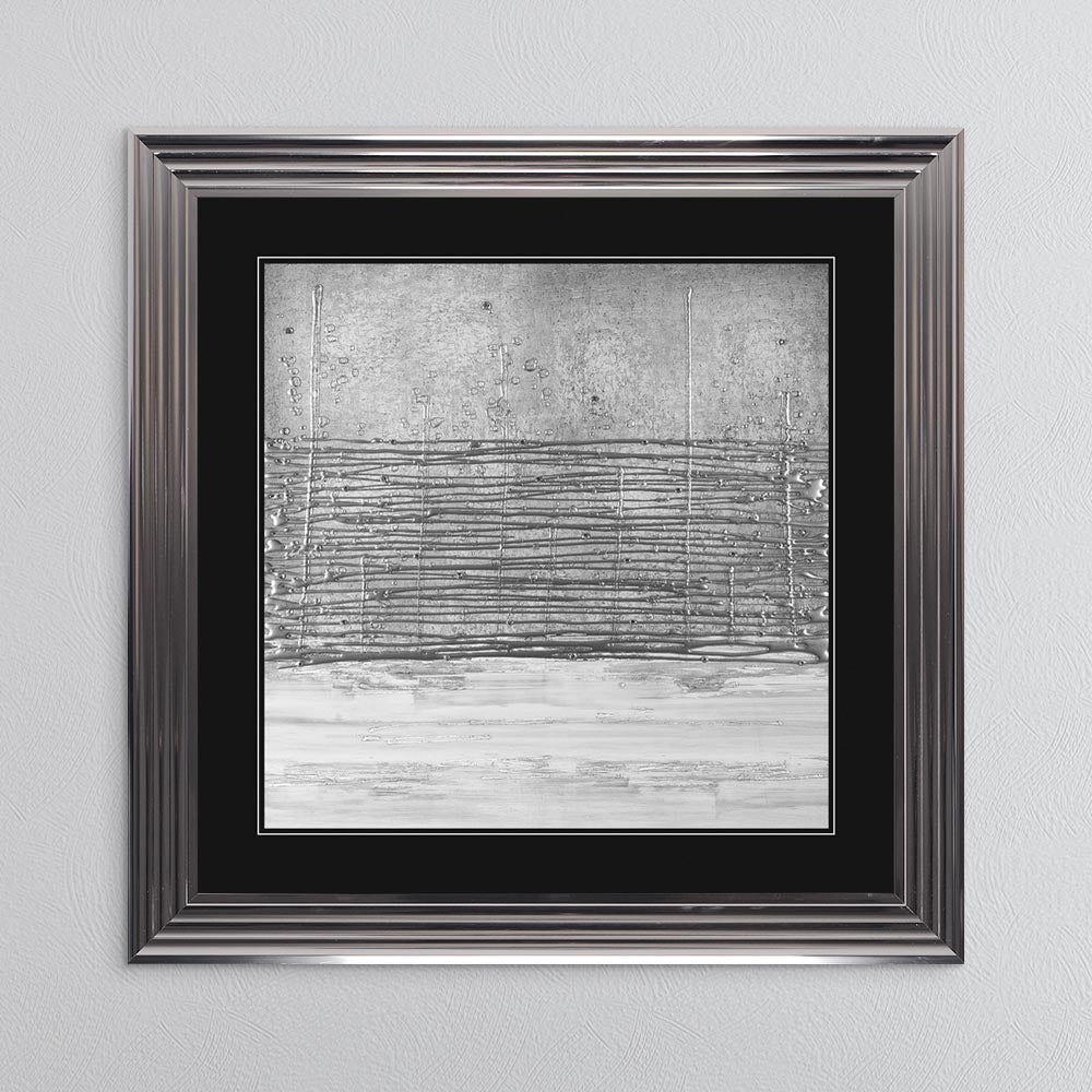 White On Silver Horizon (Black Mount) with Black Mount Framed Wall Art