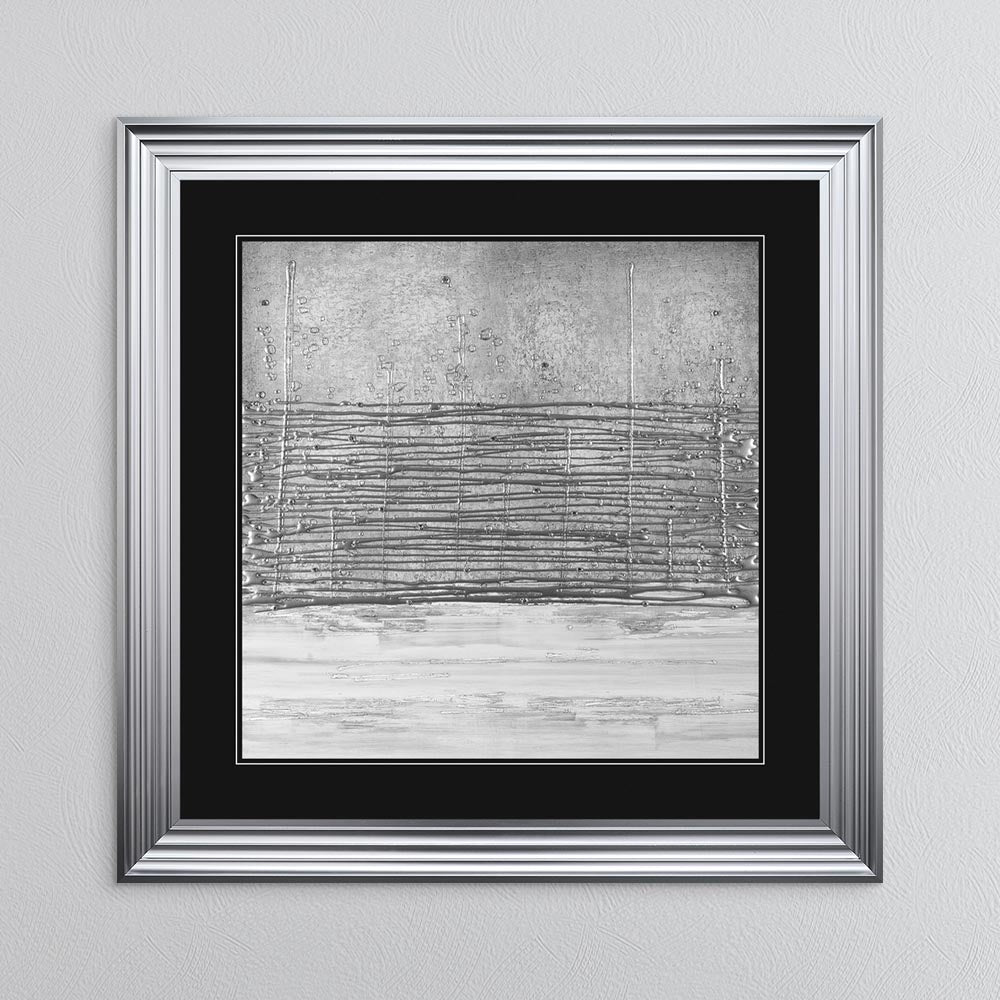 White On Silver Horizon (Black Mount) with Black Mount Framed Wall Art