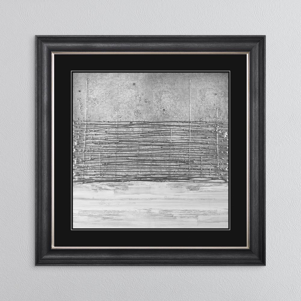 White On Silver Horizon (Black Mount) with Black Mount Framed Wall Art
