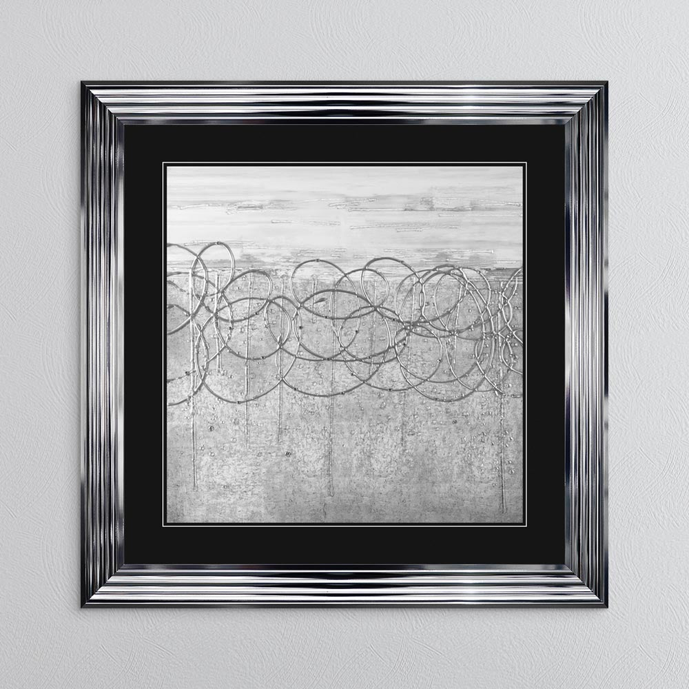White On Silver Storm (Black Mount) with Black Mount Framed Wall Art