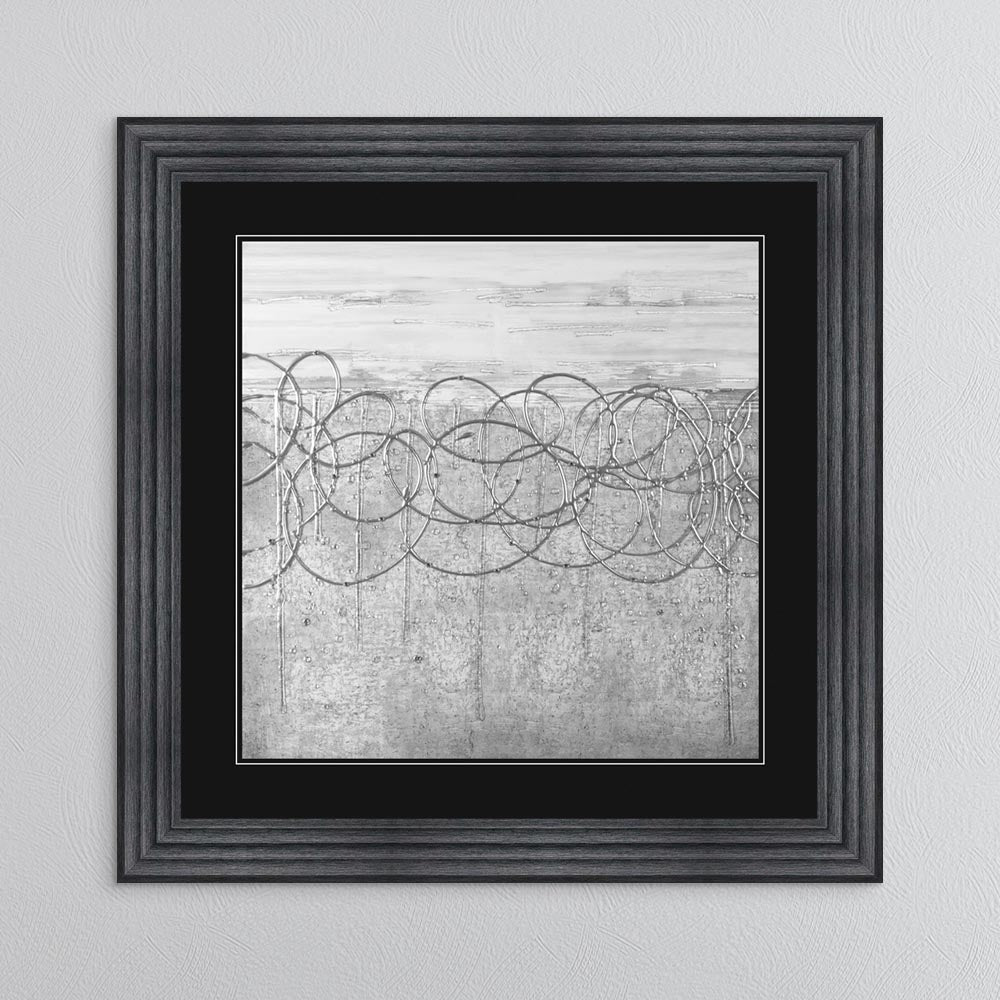 White On Silver Storm (Black Mount) with Black Mount Framed Wall Art