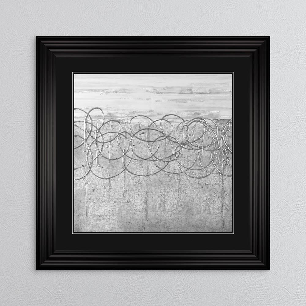 White On Silver Storm (Black Mount) with Black Mount Framed Wall Art