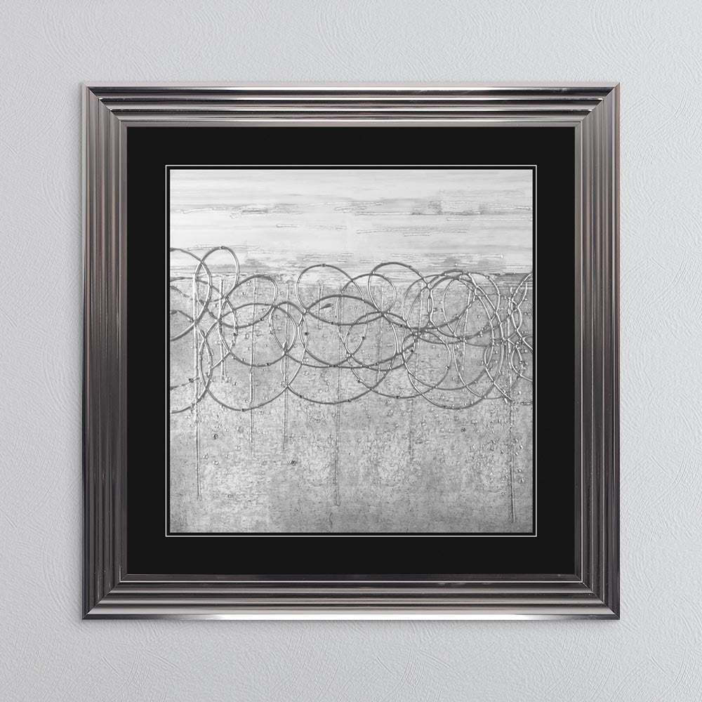 White On Silver Storm (Black Mount) with Black Mount Framed Wall Art
