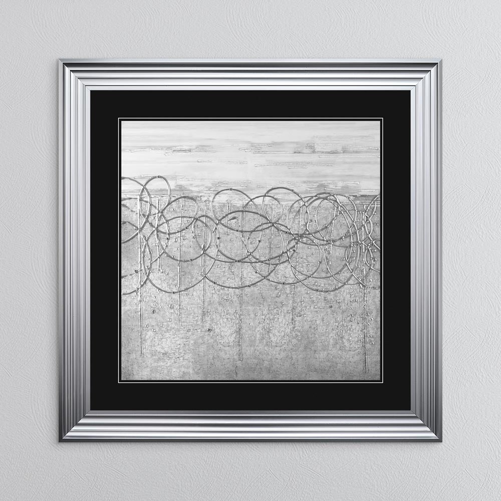 White On Silver Storm (Black Mount) with Black Mount Framed Wall Art