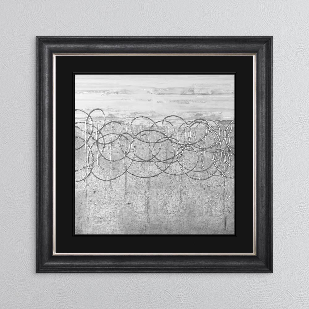 White On Silver Storm (Black Mount) with Black Mount Framed Wall Art