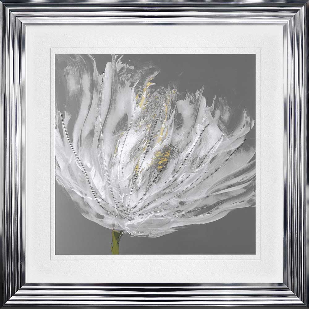 Single White Tulip with White Mount Framed Wall Art