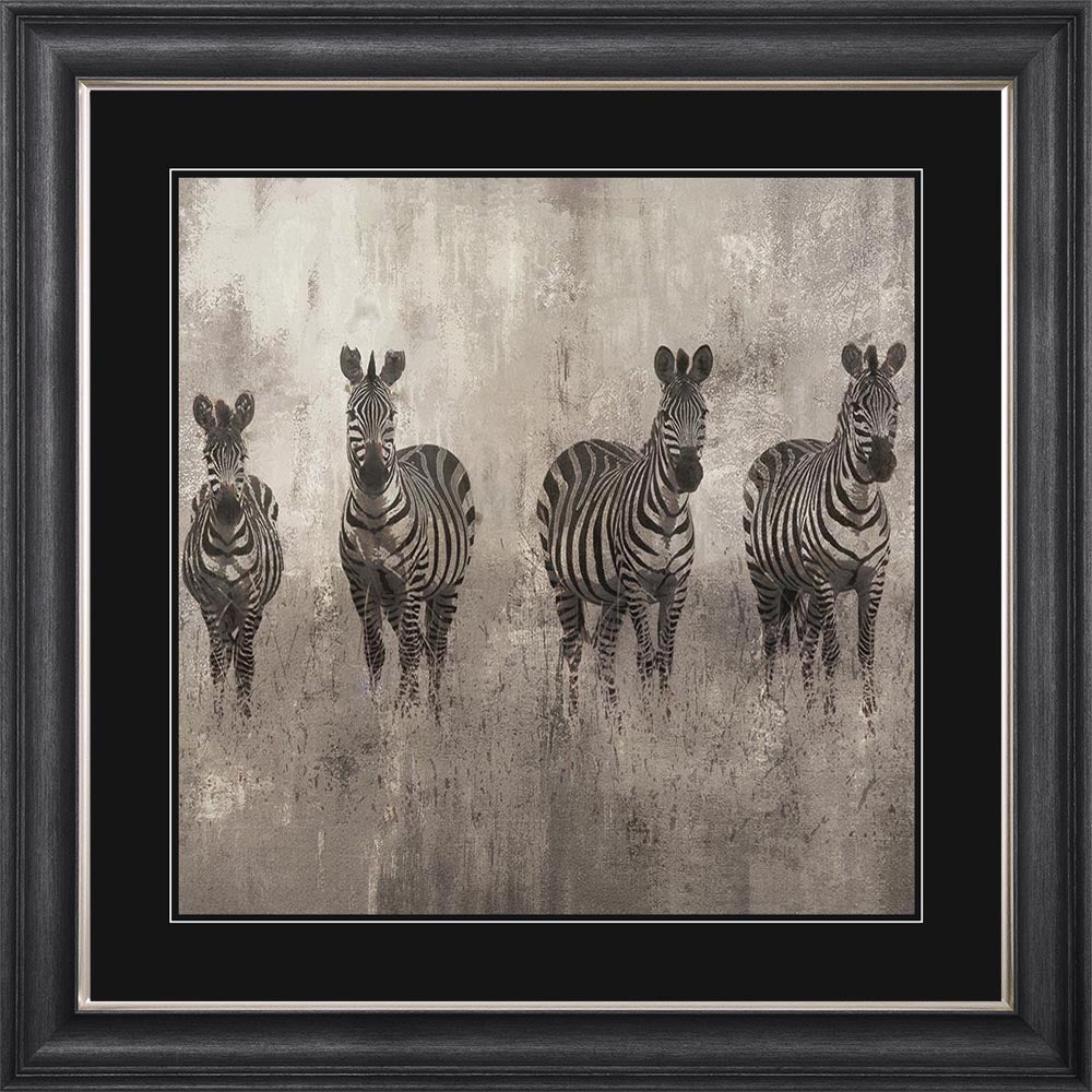 Zebras On The Move with Black Mount Framed Wall Art
