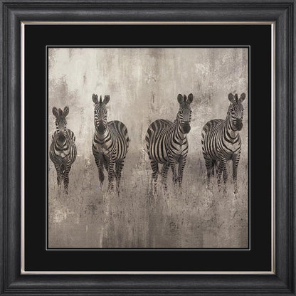 Zebras On The Move with Black Mount Framed Wall Art
