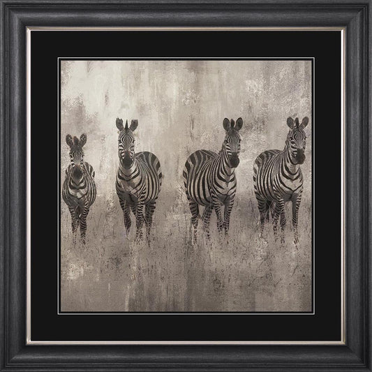 Zebras On The Move with Black Mount Framed Wall Art