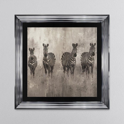 Zebras On The Move with Black Mount Framed Wall Art