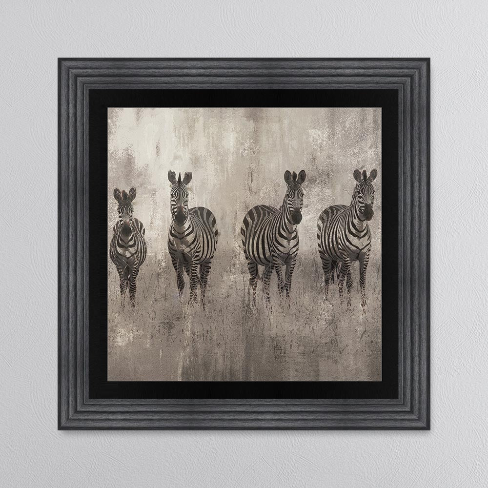 Zebras On The Move with Black Mount Framed Wall Art