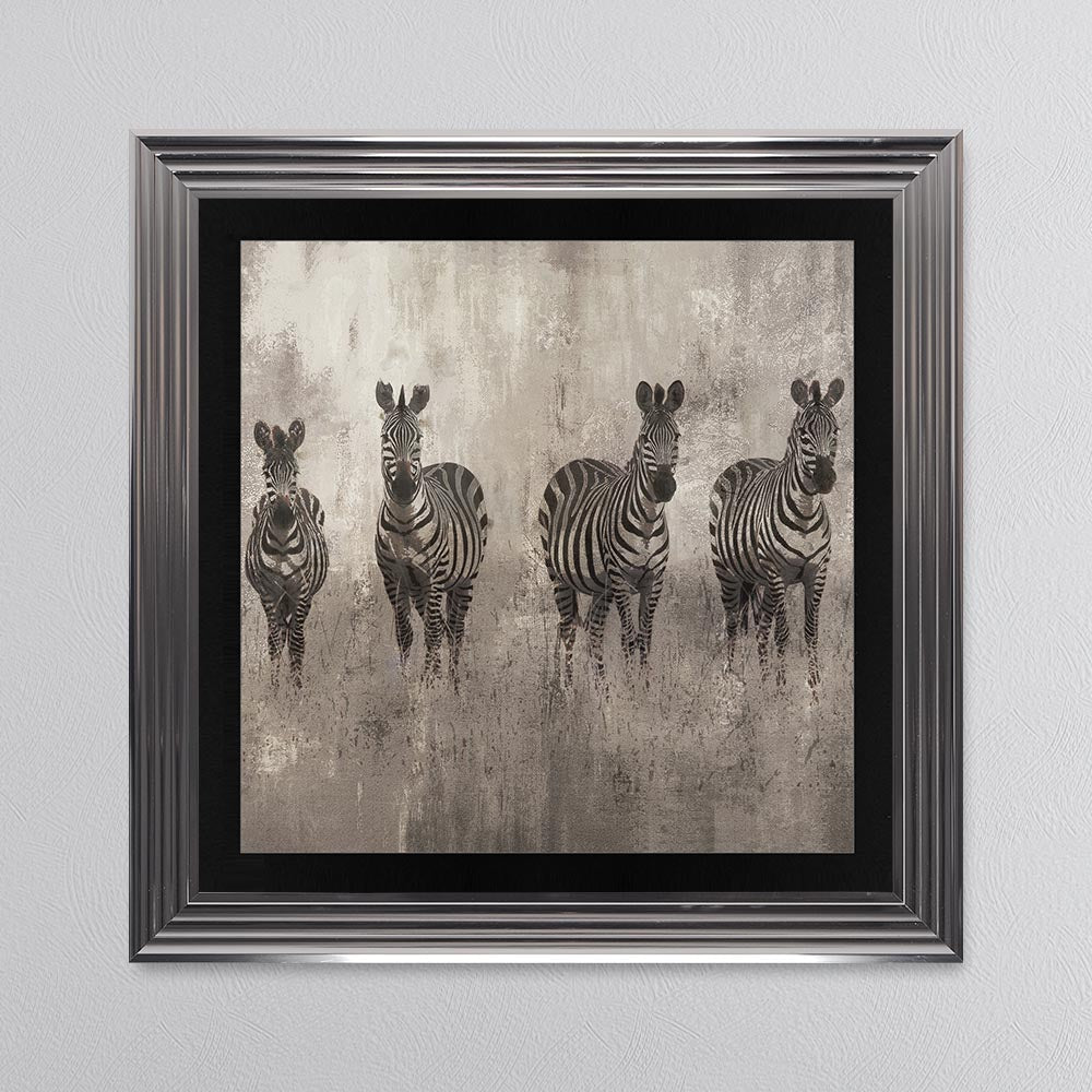 Zebras On The Move with Black Mount Framed Wall Art
