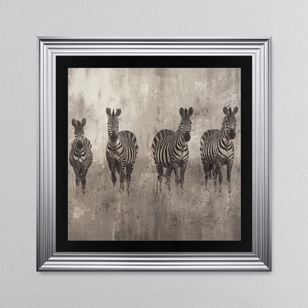 Zebras On The Move with Black Mount Framed Wall Art
