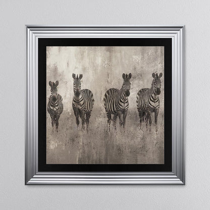 Zebras On The Move with Black Mount Framed Wall Art