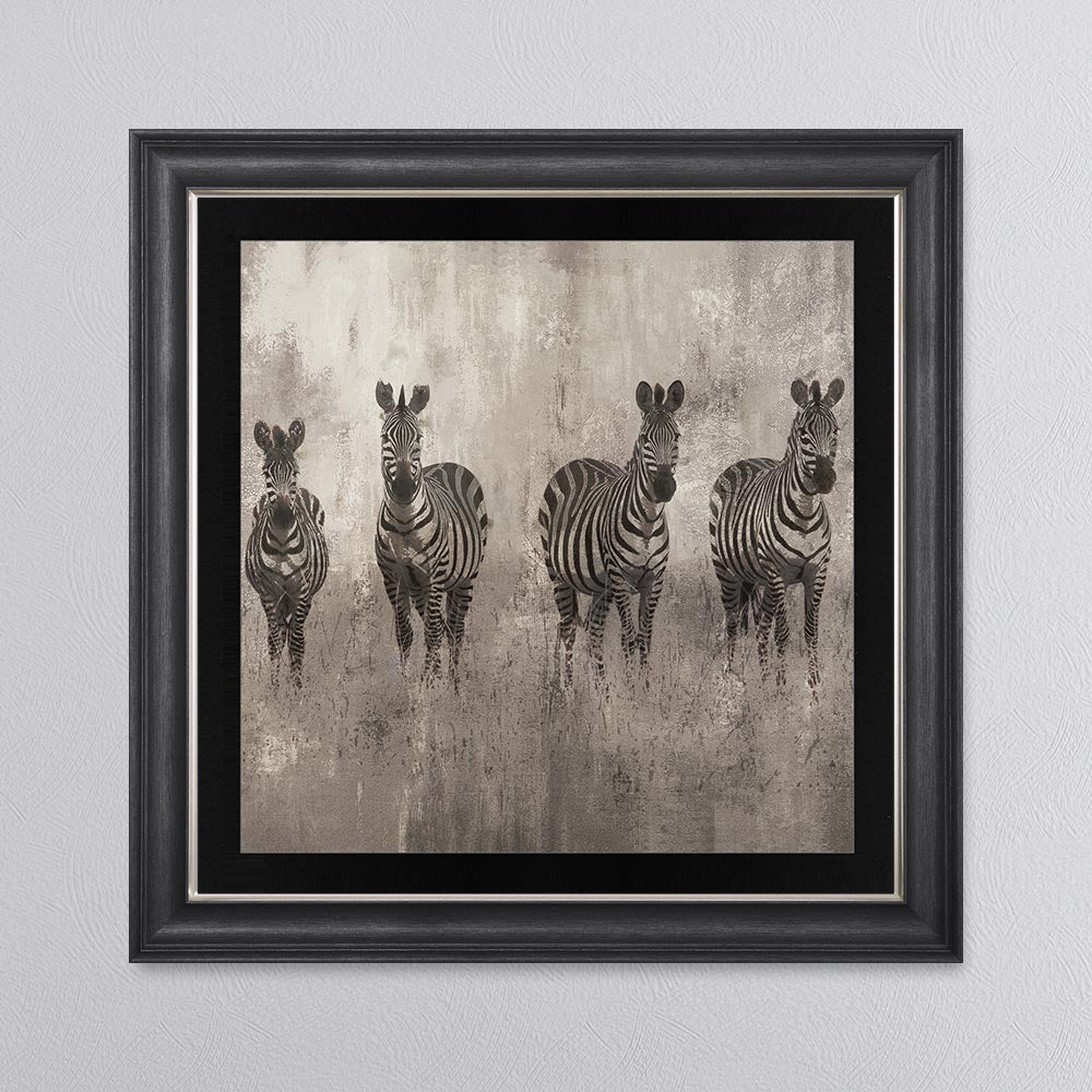Zebras On The Move with Black Mount Framed Wall Art