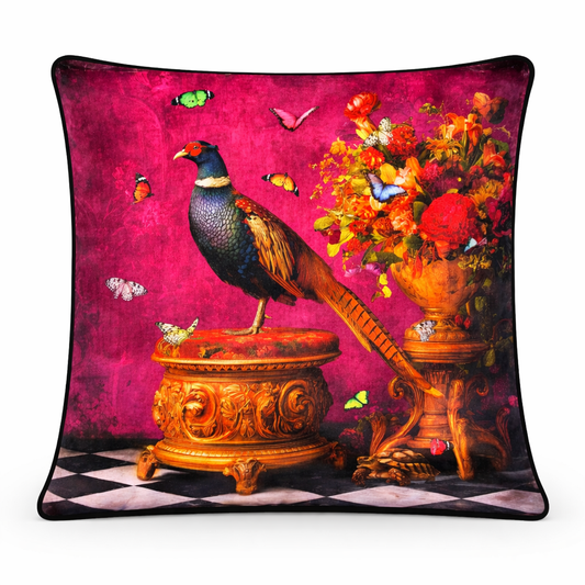Stately Home Curiosity Pheasant Velvet Cushion - 60 x 60