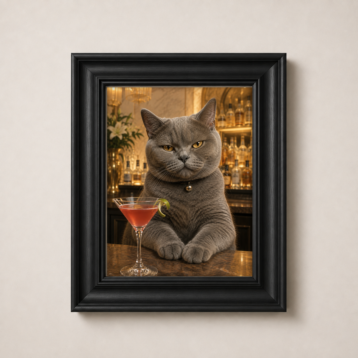 OFFER - Cocktail Cats - Set of 9 Framed Wall Art