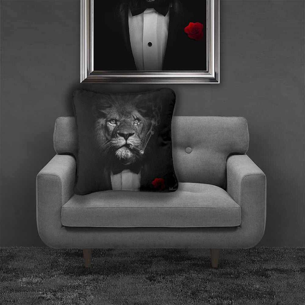 Black & White Lion By Sylvain Binet -  55 x 55