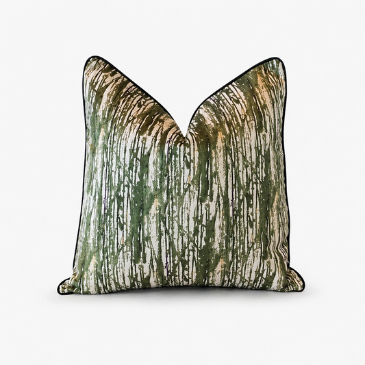 Aspen Velvet Abstract in Khaki Cushion - 60 x 60