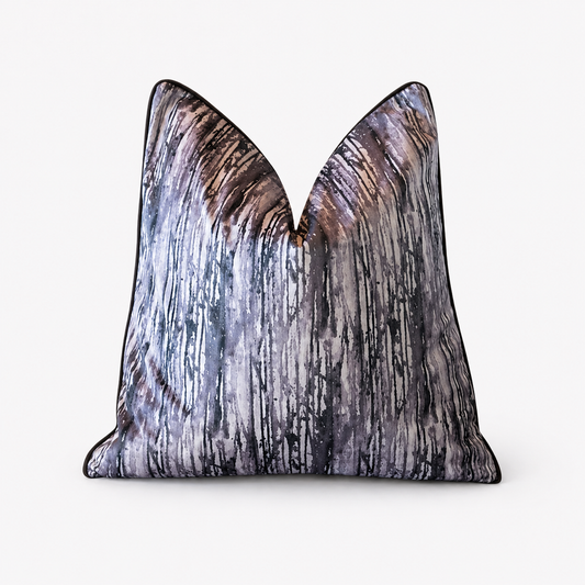 Aspen Velvet Abstract in Charcoal Cushion - 60 x 60