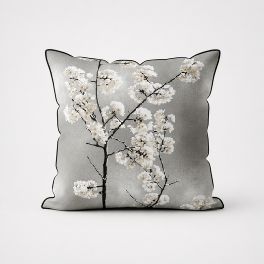 Silver Blossom Velvet Cushion - 60 x 60