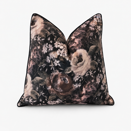 St Moritz Velvet Floral in Brown Frost Cushion - 60 x 60