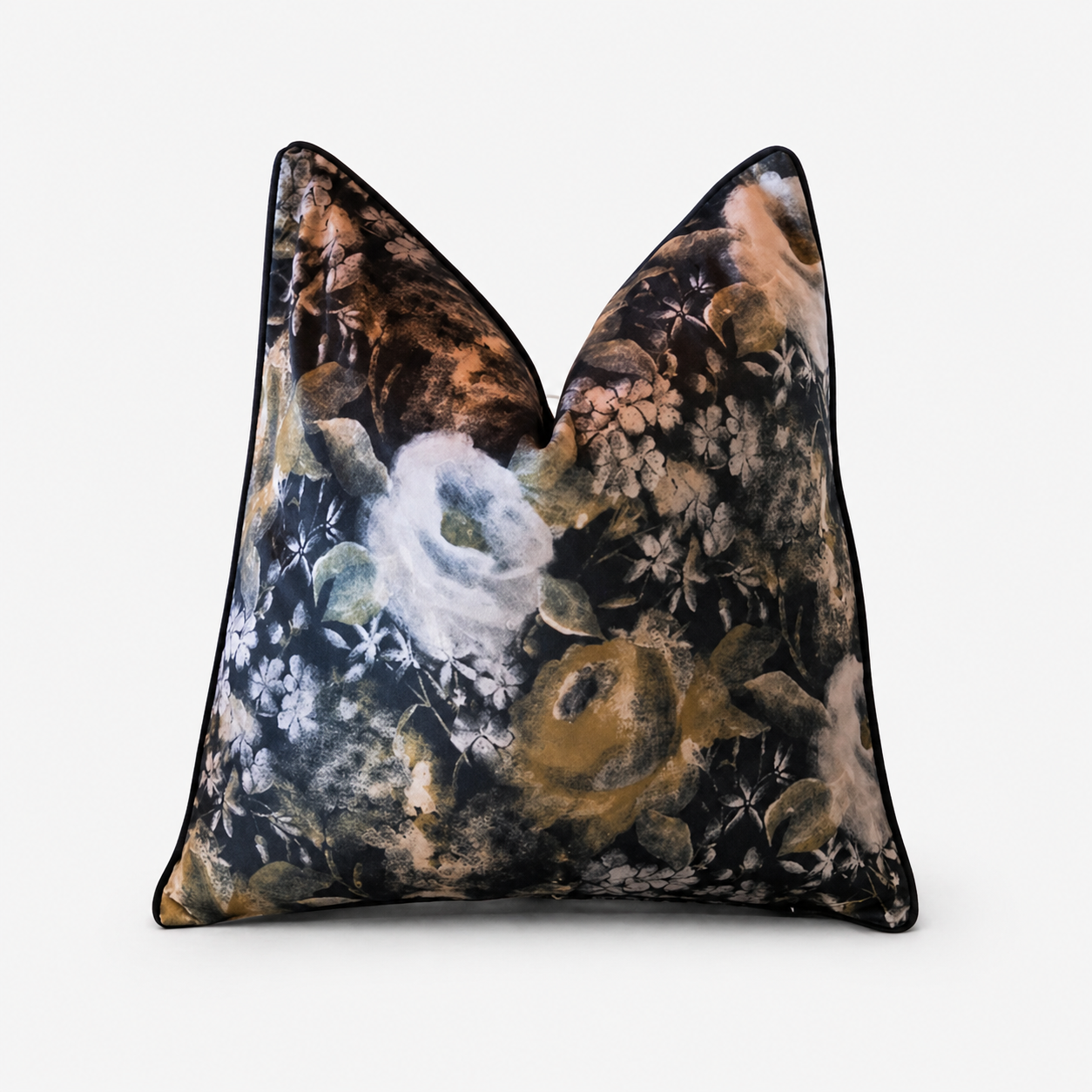 St Moritz Velvet Floral in Olive Cushion - 60 x 60