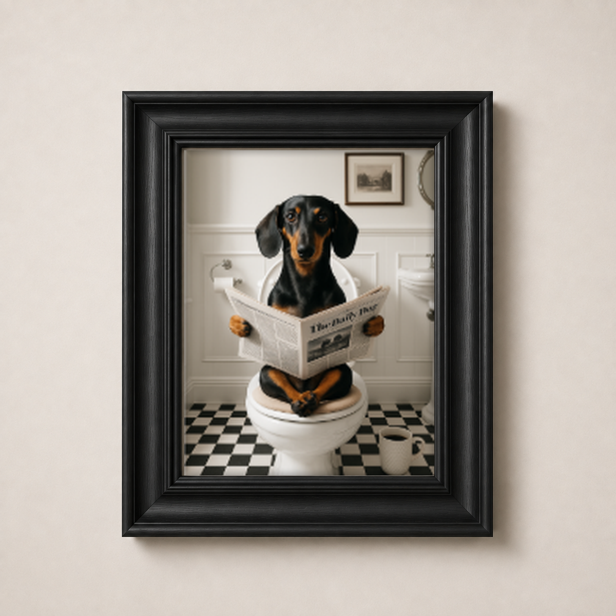 OFFER - Dogs on Bogs - Set of 12 Framed Wall Art