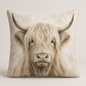 Neutral Highland Cow Velvet Cushion - 60 x 60