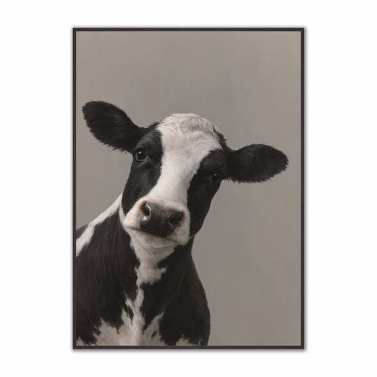 Curious Black & White Cow Velvet Canvas Art