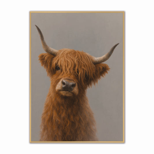 Curious Highland Cow Velvet Canvas Art
